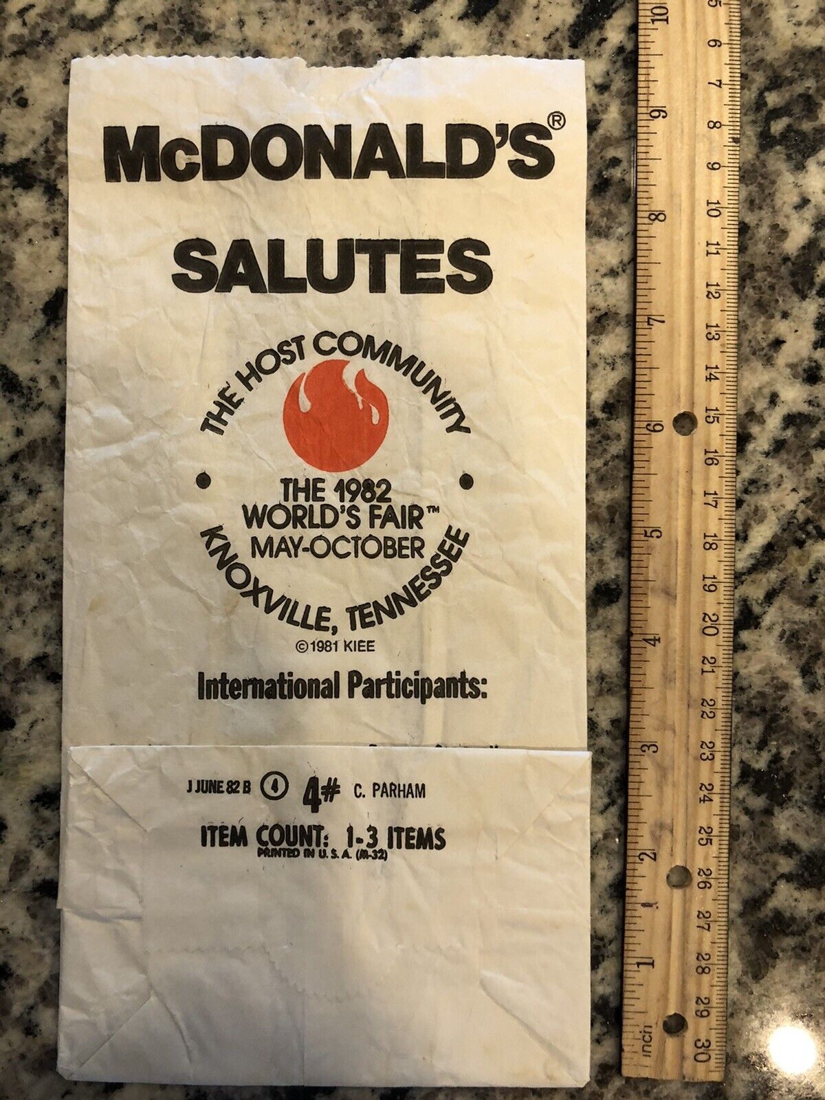 1982 Mcdonald’s World’s Fair Unused Small Commemorative Bag