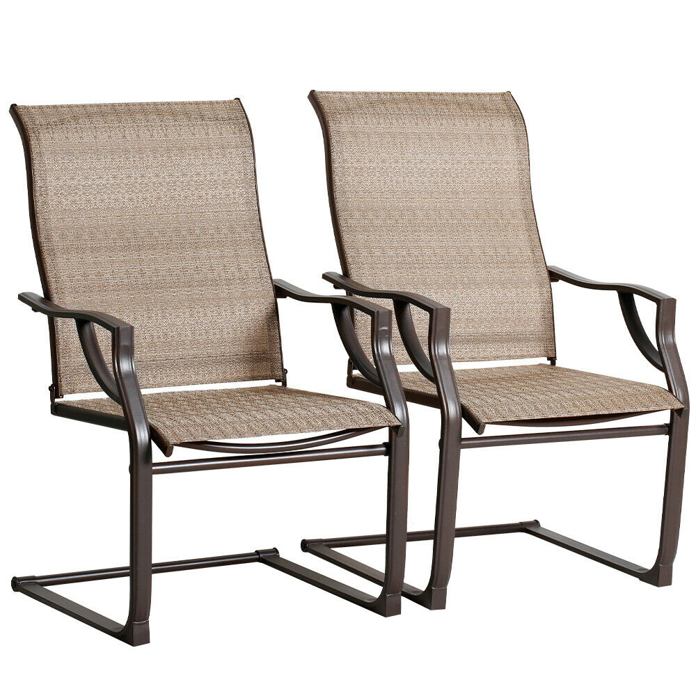 Bali Outdoor All-weather Spring Motion Teslin Patio Dining Chairs Set Of 2 Pcs