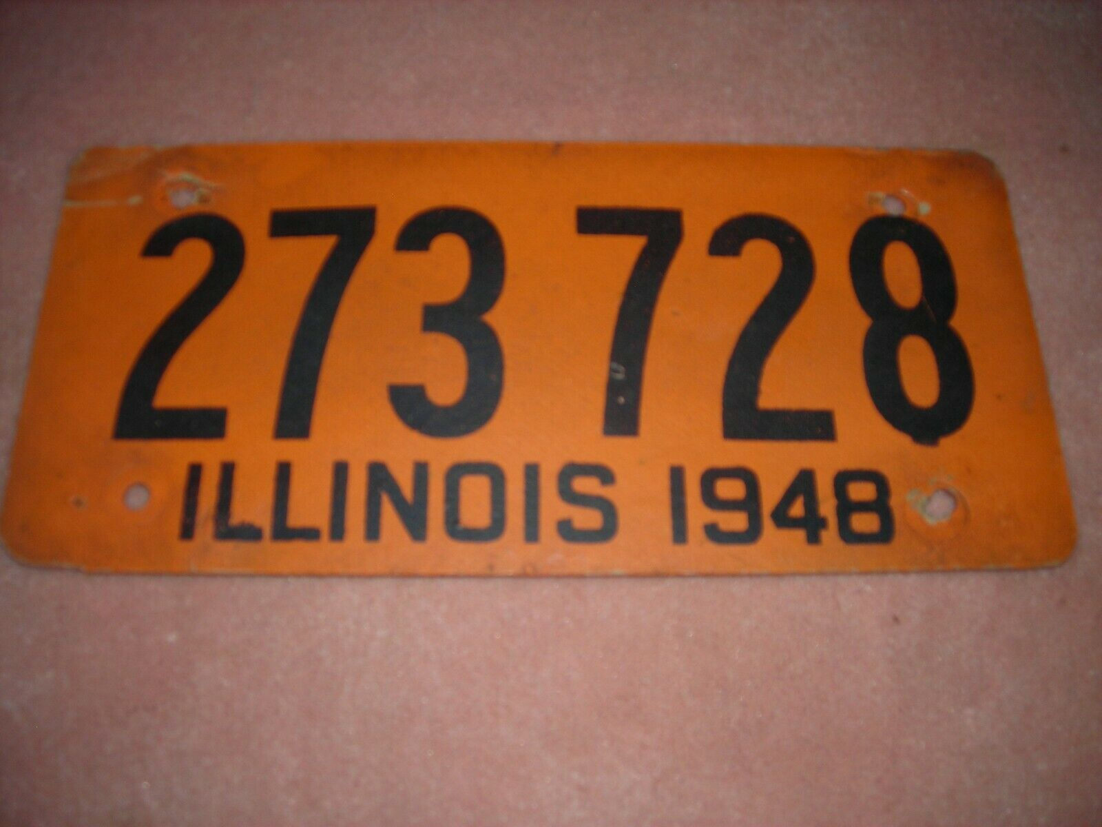 1948 Illinois License Plate, Fiberboard, Man Cave, Gift, Wall Decor, Vtg