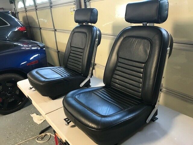 1967 Corvette Black Leather Bucket Seats With Headrests - Excellent Condition