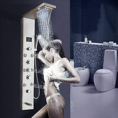 Rozin Shower Panel Tower System Led Rainfall Waterfall Shower With Body Jets
