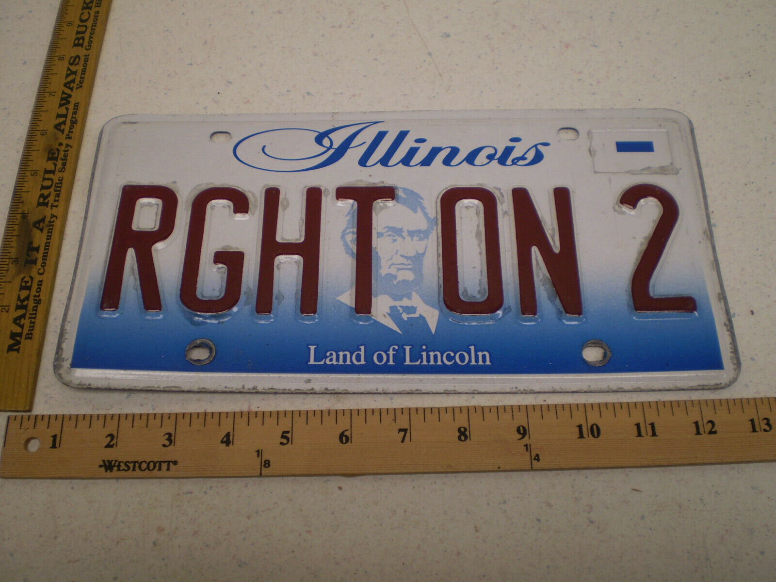 Illinois Il Vanity License Plate Rght On 2 Right On Slang Yes Agreement Support