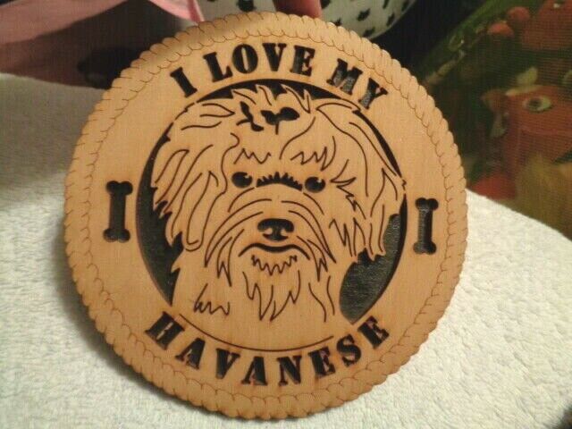 Dog I Love My Havanese 5.75" Round Wooden Laser Cut Wood Sign Christmas Ornament