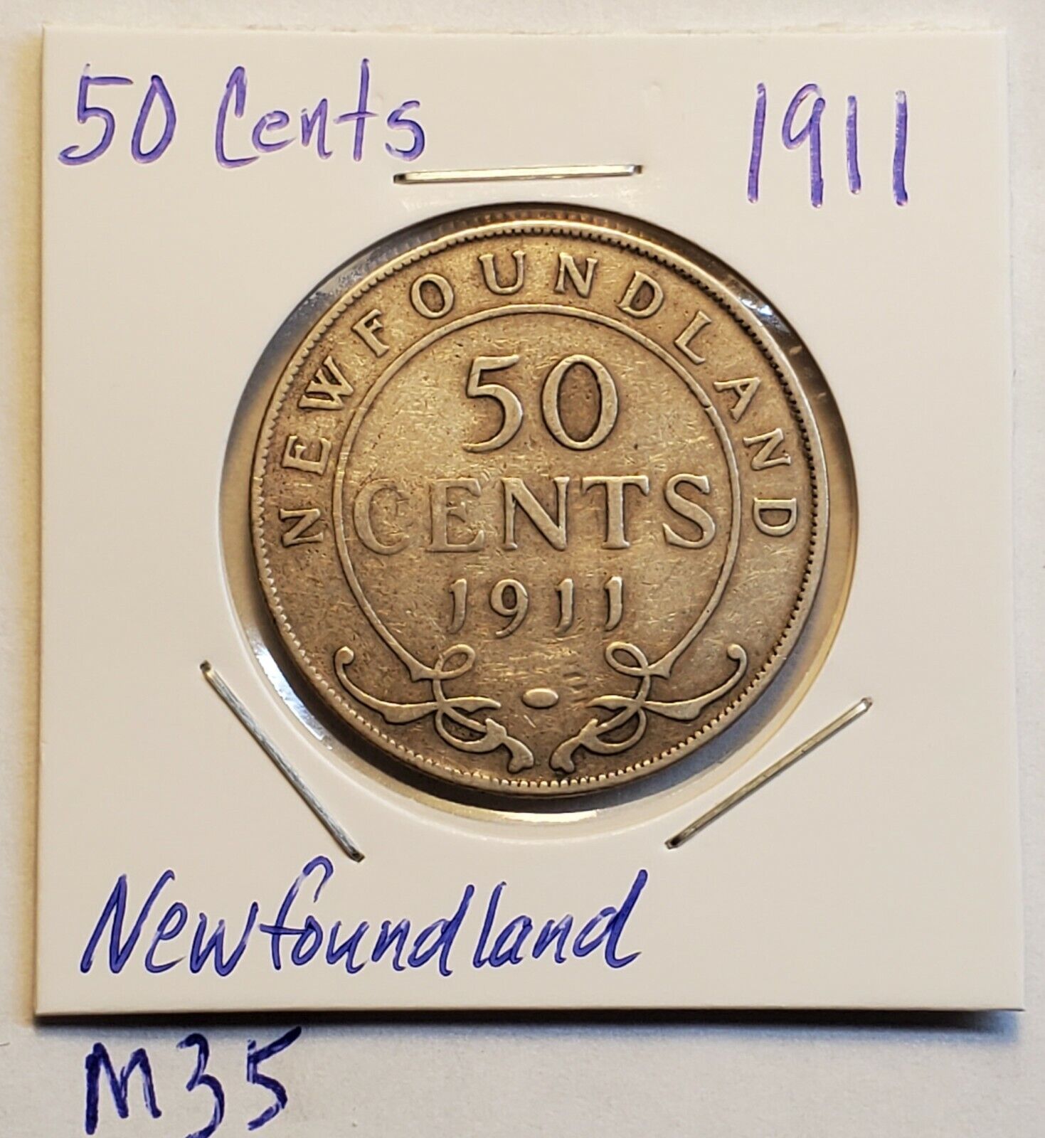 1911 Newfoundland Silver 50 Cent Half Dollar  George V Nfld M35a