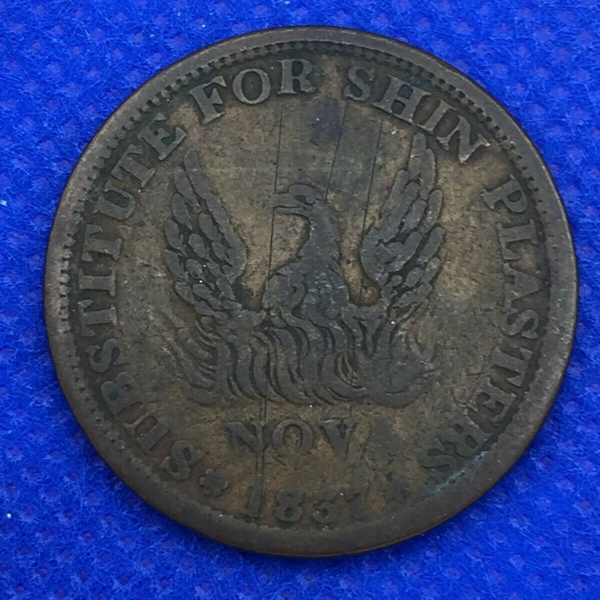 1837 Substitute For Shin Plasters Hard Times Token ~ Phoenix Rising (eb1003418)