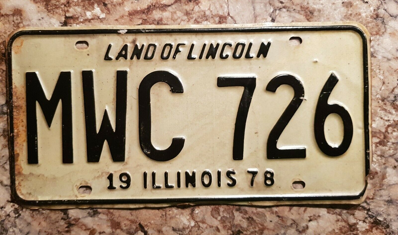 Vintage 1978 Illinois License Plate Land Of Lincoln Mwc-726 Nice.