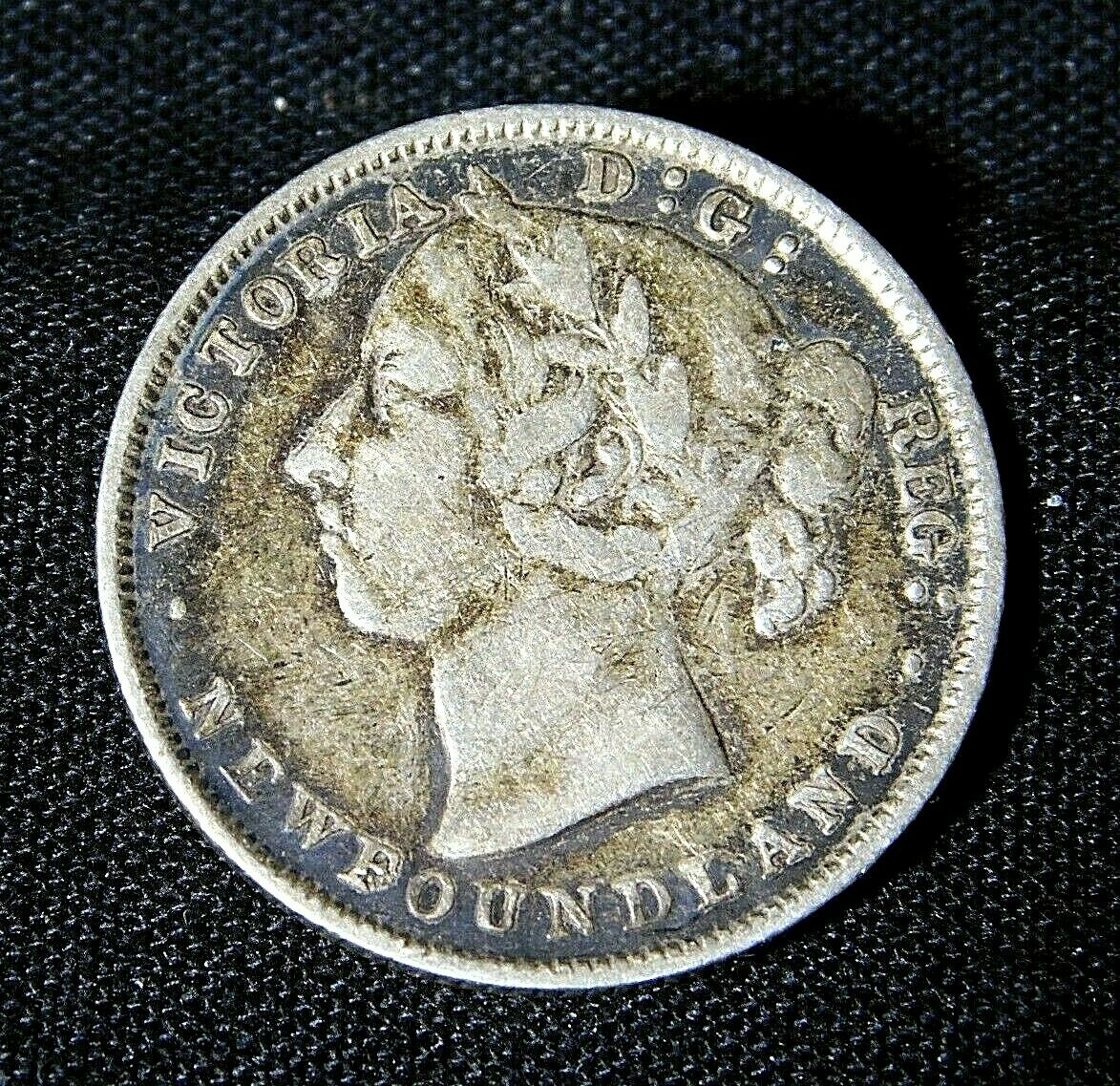 Antique 1896 Newfoundland 20 Cent Silver Coin Vg / F
