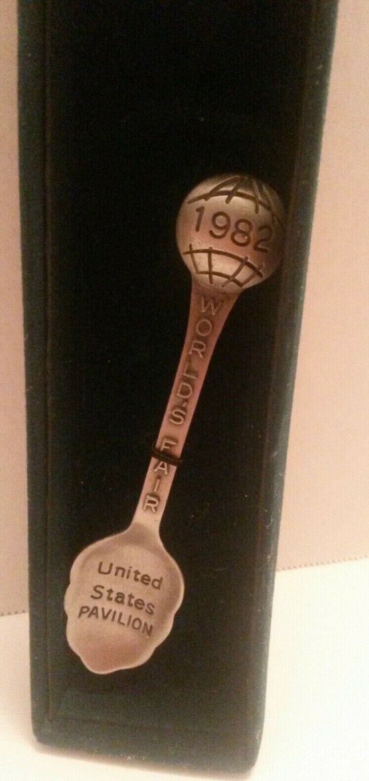 Pewter Spoon 1982 World's Fair Us Pavilion 3 1/2 Inches New In Box Souvenir