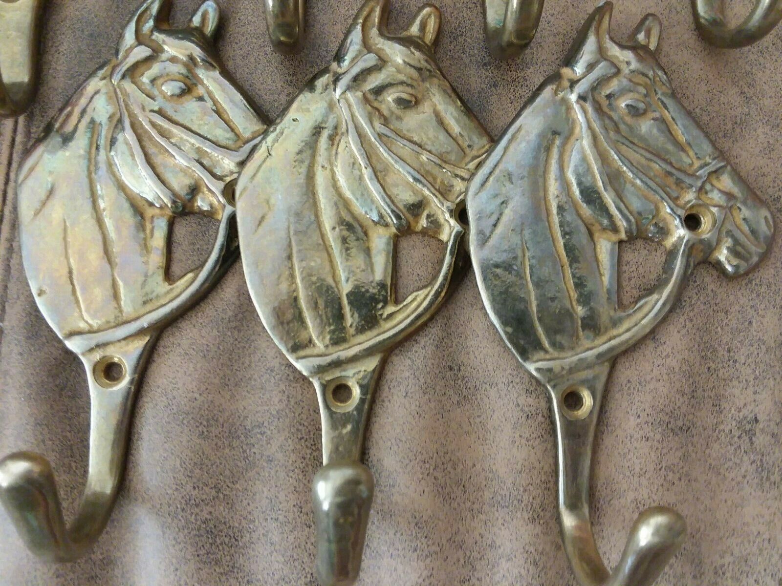 8 Imported Horse 5 1/2" X 3" - Heavy Tack Bridle Holder - Brass