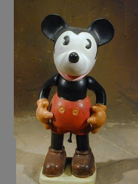 Mickey Mouse 7 1/4" Bisque Figure W. Movable Arms 1980s Casting Of 9" "bisque