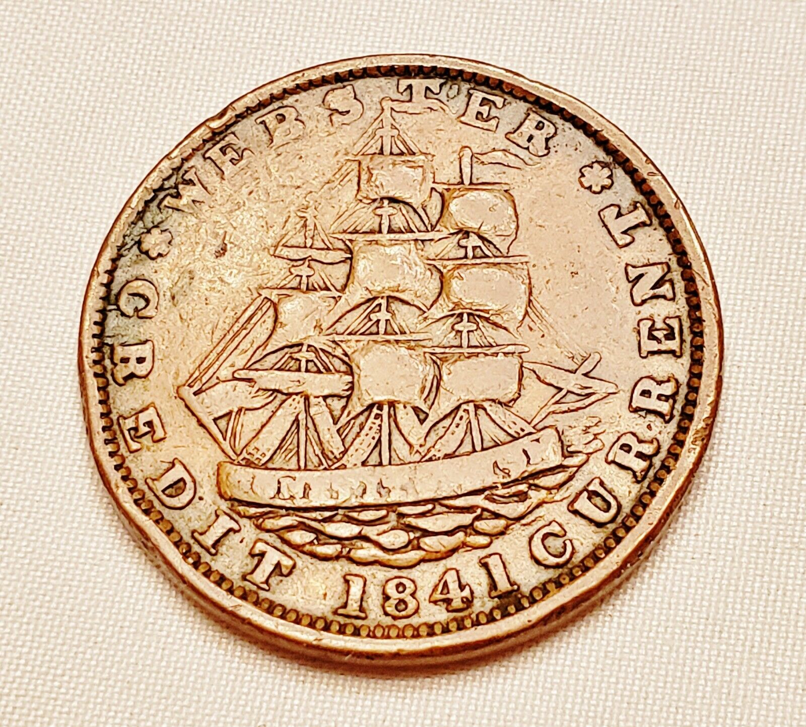 1841 Webster Credit Current Hard Times Token - Nice Coin