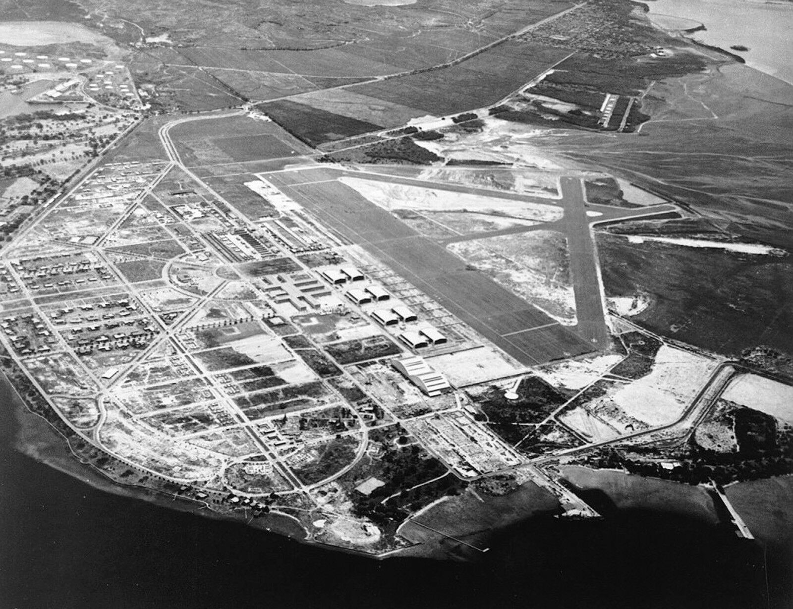 Photo Aerial View Hickam Field, Pearl Harbor, Hawaii In May 1940 Before Attack