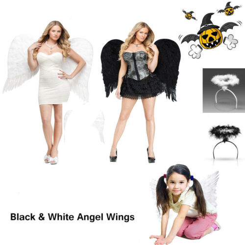 Feather Angel Wings Cosplay Christmas Costume Fairy Fancy Dress Up Kids Adults