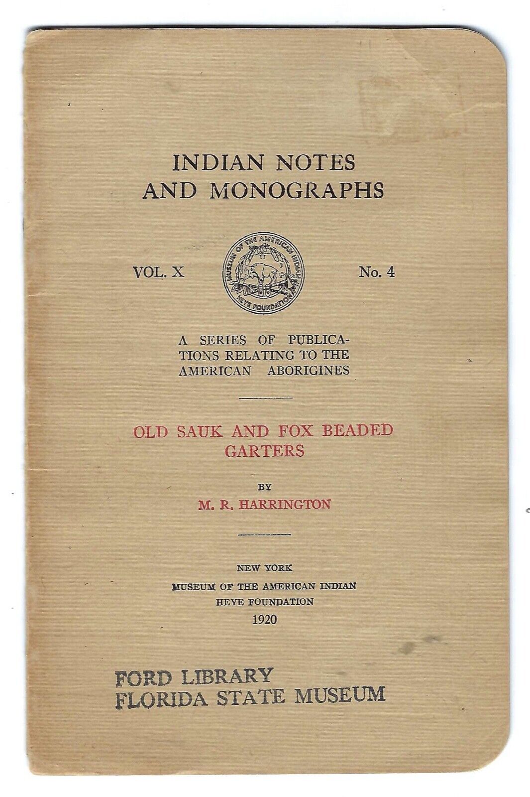 Sauk And Fox Beaded Garters Indian Notes Monograph 1920