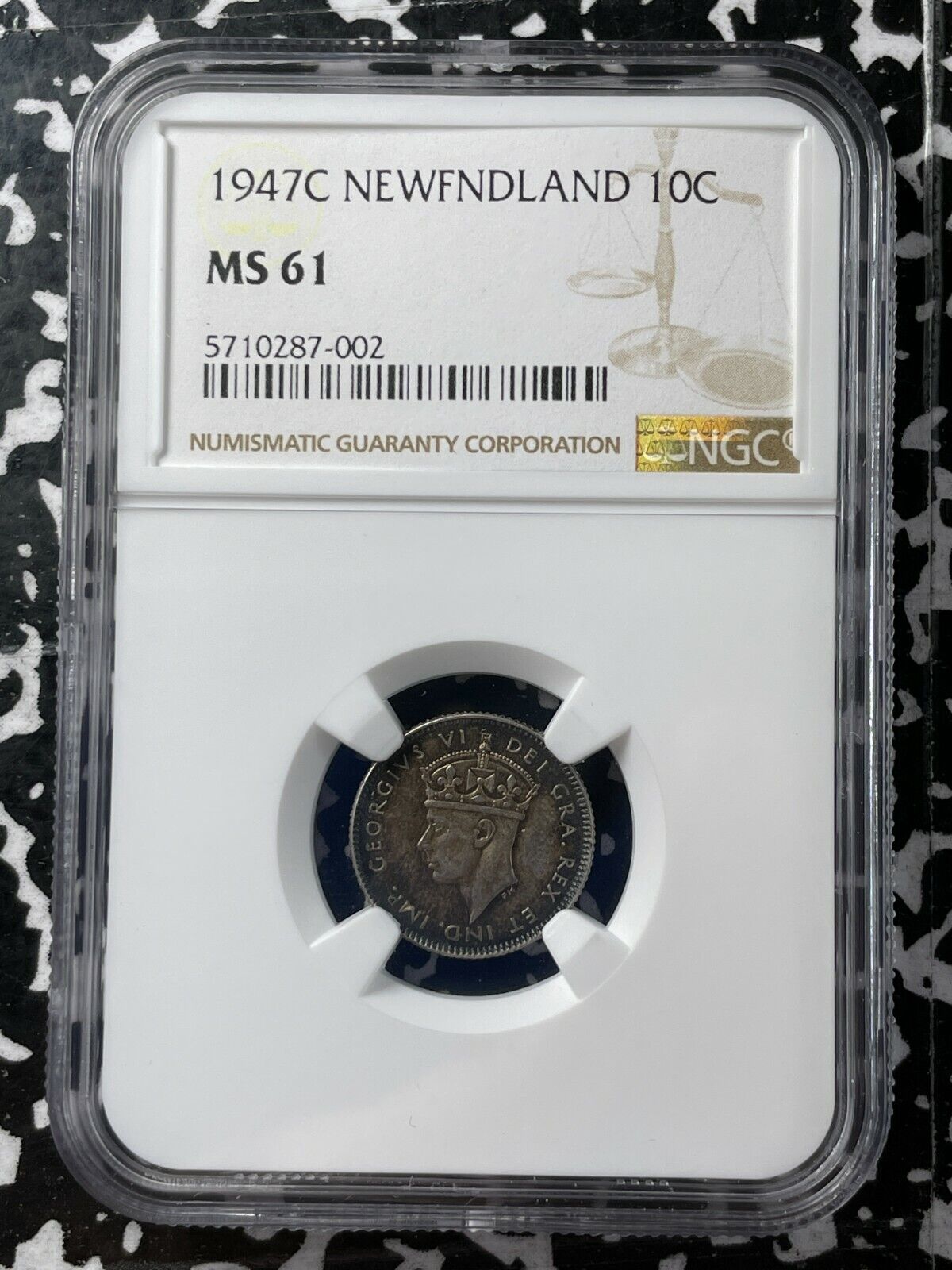 1947-c Newfoundland 10 Cents Ngc Ms61 Lot#g1877 Silver! Nice Unc!