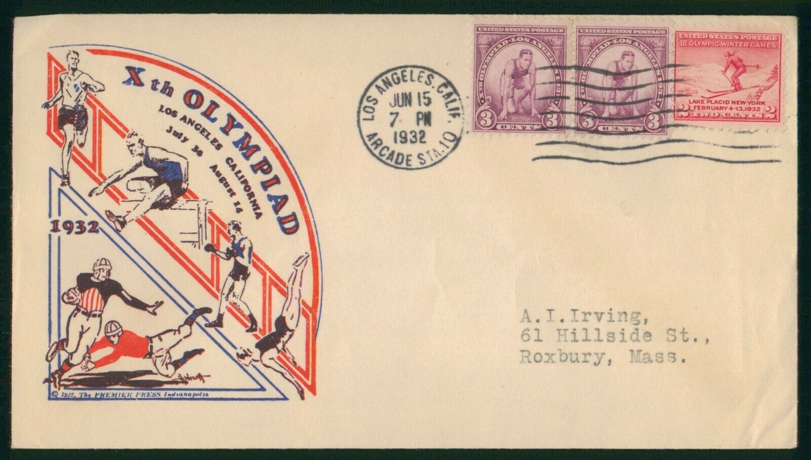 Mayfairstamps Us Fdc Sealed 1932 Pair Los Angeles Games First Day Cover Wwp45021