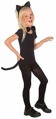 Child Cat Costume Kit Ears Headband Tail Bow Tie Girls Child Kids Black Kitty