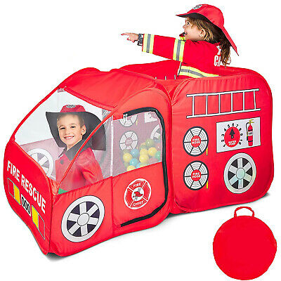Fire Truck Kids Play Tent Playhouse Indoor Outdoor Pop Up Play Pretend Vehicle